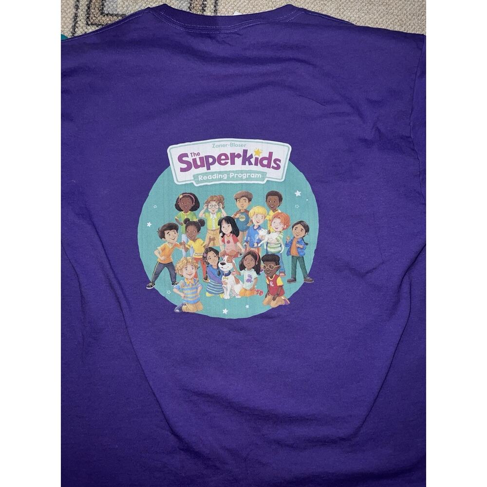 Superkids Graphic T-Shirts Teal Purple Unisex Kids Lot of 2